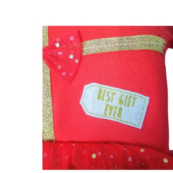 #KI-3 Infants Red Christmas Gift Designed Onesie with TuTu - Picture 7 of 7